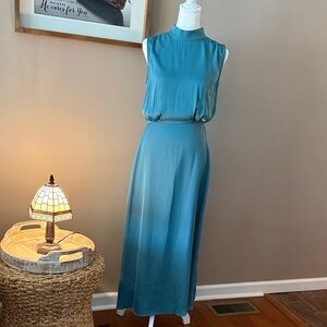 Elegant Teal Sleeveless Maxi Dress
